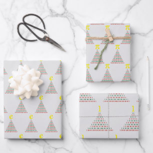 Mathe-Weihnachtsbäume Geschenkpapier Set