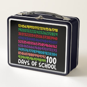 Mathe Zahlen 100. Schultag Lehrer Kinder  Metall Brotdose