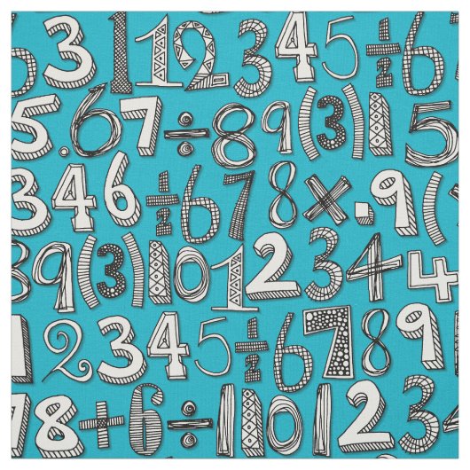 Mathegekritzelblau Stoff (Muster)
