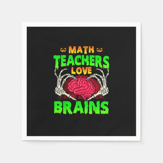 Mathelehrer Gehirne Skeleton Hand Herz Halloween Serviette (Vorderseite)