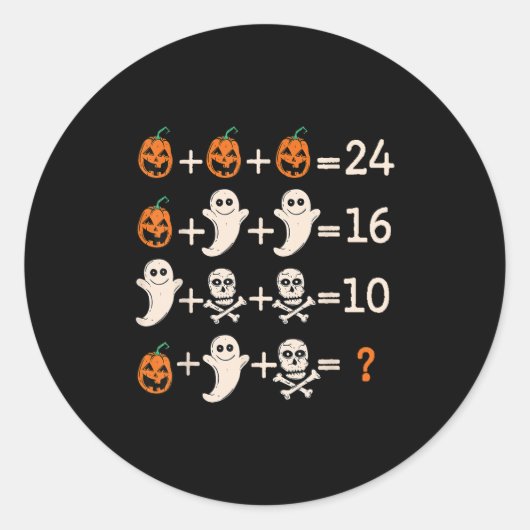 Mathelehrer Halloween Algebra Operation Mathematik Runder Aufkleber (Vorderseite)