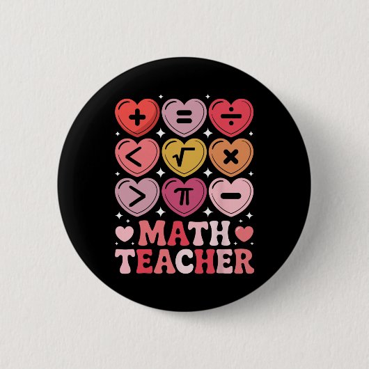 Mathelehrer Valentinstag Mathe-Operationssymbol Button (Vorderseite)