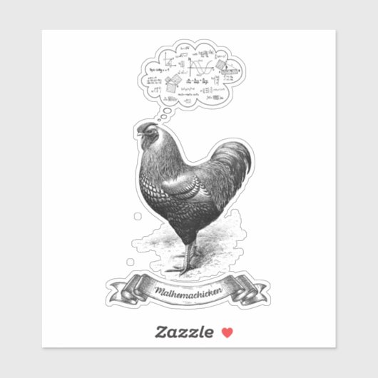 Mathemachicken Funny Math Chicken Pun Joke Aufkleber (Blatt)