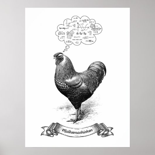 Mathemachicken Funny Math Chicken Pun Joke Poster (Vorne)