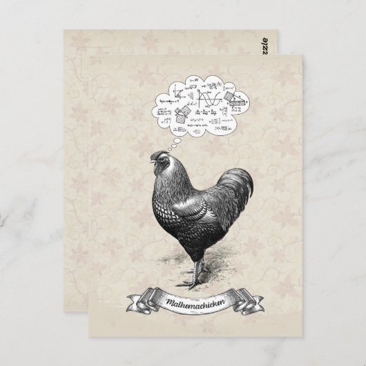 Mathemachicken Funny Math Chicken Pun Joke Postkarte (Vorne/Hinten)