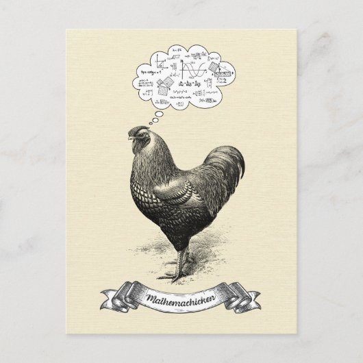 Mathemachicken Funny Math Chicken Pun Joke Postkarte (Vorderseite)