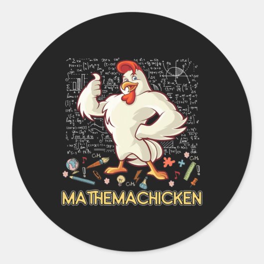 Mathemachicken Math Lover Funny Chicken Runder Aufkleber (Vorderseite)