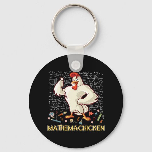 Mathemachicken Math Lover Funny Chicken Schlüsselanhänger (Vorderseite)