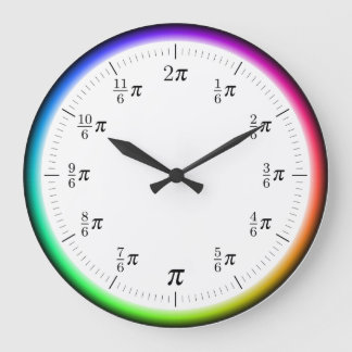 Mathematical π Time Wall Clock with Rainbow Circle Große Wanduhr