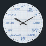 Mathematical Equations Clock Große Wanduhr<br><div class="desc">Mathematical equations graph paper decorative wall clock. Great addiert to any home,  school or office. Also makes a great gift idea for any teacher or Professor.</div>