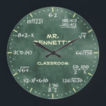 Mathematical Equations Personalizable Clock Große Wanduhr<br><div class="desc">A unique mathematical equations chalkboard personalizable decorative wall clock. A great addition to any home,  school or office. Also makes a great gift idea for any teacher or professor.</div>