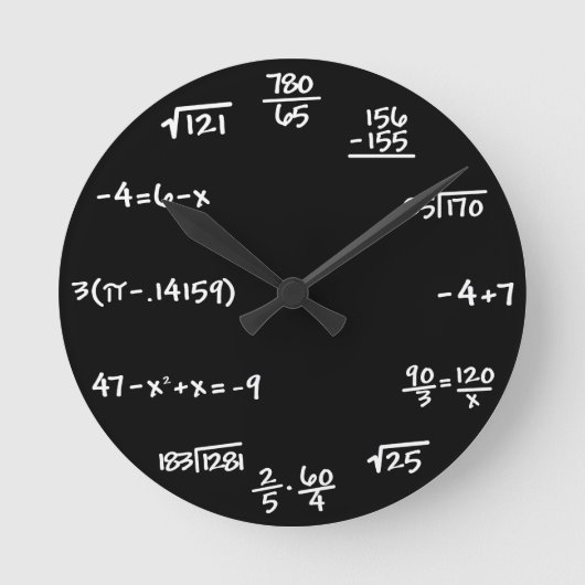 Mathematics Chalkboard Clock - Mathematician Runde Wanduhr (Vorderseite)