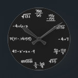 Mathematics Chalkboard Clock - Mathematician Runde Wanduhr<br><div class="desc">Perfect clock for math student,  teachers,  engineers,  physicists,  doctors,  dentists,  or anyone who just likes a creative chalkboard-like clock</div>