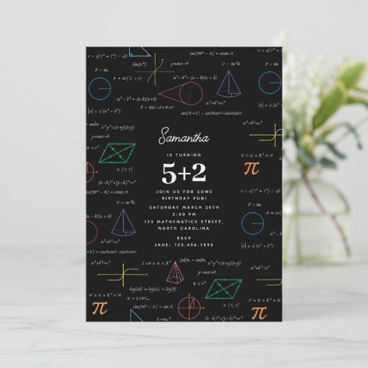 Mathematics Equations Math Formulas Birthday Einladung (Stehend Vorderseite)