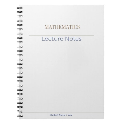 Mathematics Notebook – Minimal Academic Edition Notizblock (Vorderseite)