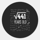 Mathematics Square Root 441 Years Old, Clever Math Runder Aufkleber (Vorderseite)