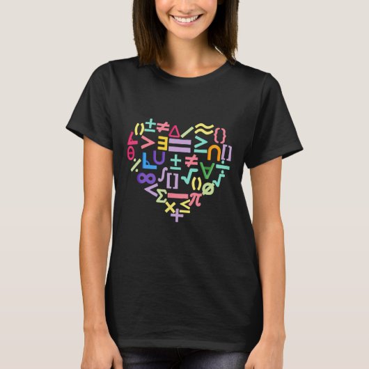 Mathematics Symbols Heart Fun Valentinstag Math T-Shirt (Vorderseite)