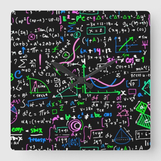 Mathematik-Bildung Quadratische Wanduhr (Vorderseite)