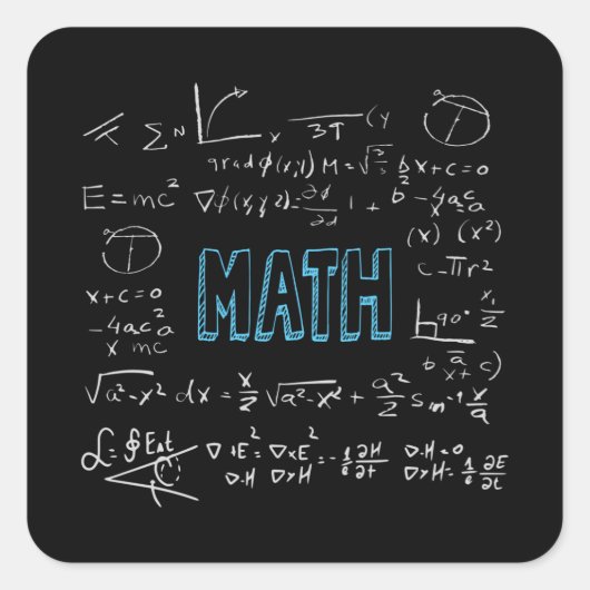 Mathematik formuliert Mathematik Quadratischer Aufkleber (Vorderseite)