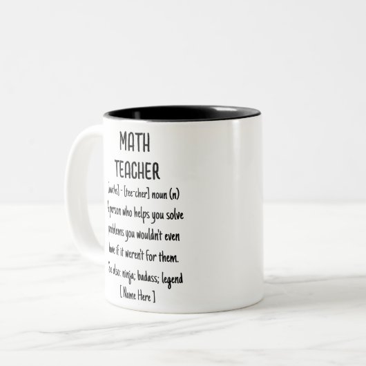 Mathematik Lehrer definiert Funny Custom Gift Zweifarbige Tasse (Vorderseite Links)