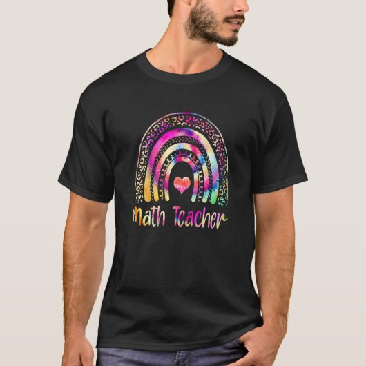 Mathematik Lehrer Gefärbte Krawatte Regenbogen Mat T-Shirt (Vorderseite)