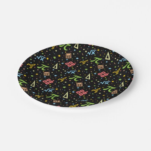 Mathematik Lehrer - Muster der mathematischen Symb Pappteller (Schrägansicht)