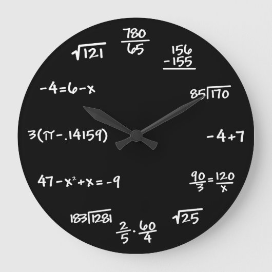 Mathematik Math Chalkboard Clock Große Wanduhr (Vorderseite)