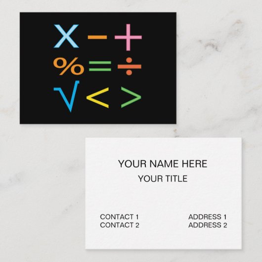 Mathematik Mathe-Symbol Mathe Visitenkarte (Vorne/Hinten)