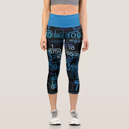 Mathematik Numbers Fractions Muster Capri Leggings (Vorderseite)