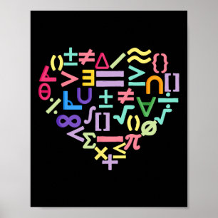 Mathematik-Symbole Herz Spaß Valentinstag Mathe Poster