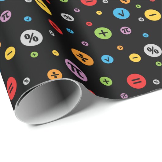 Mathematik Symbole in farbigen Kreisläufen Muster Geschenkpapier (Rolleneckpunkt)