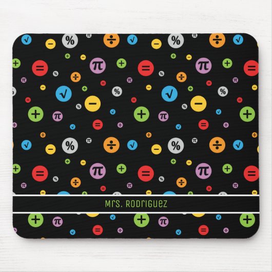 Mathematik Symbole in farbigen Kreisläufen Muster  Mousepad (Vorne)