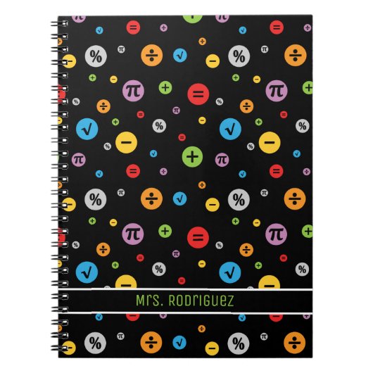 Mathematik Symbole in farbigen Kreisläufen Muster  Notizblock (Vorderseite)