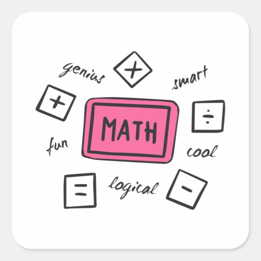 Mathematik-Symbole Schüler und Eltern Quadratischer Aufkleber (Vorderseite)