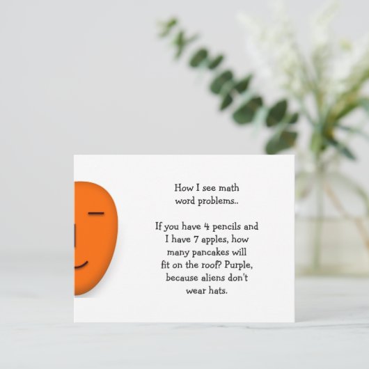 Mathematik Word Probleme.. Funny Senden Sie eine l Postkarte (Stehend Vorderseite)