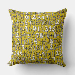 Mathematikdoodle gelb kissen