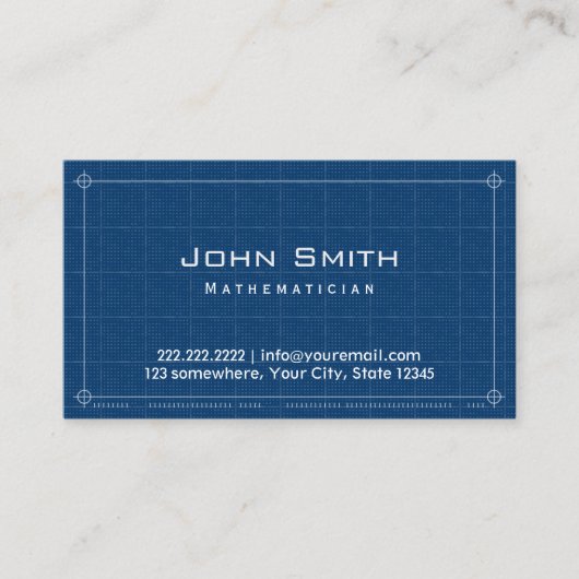 Mathematiker Beruflich Blueprint Visitenkarte (Vorderseite)