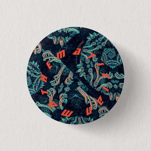 Mathematiker. Dunkle Fraktal-Eleganz Button (Vorderseite)