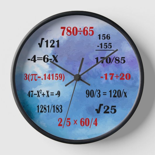Mathematiker Geek Clock mit Formeln und Zahlen Uhr (Vorderseite)
