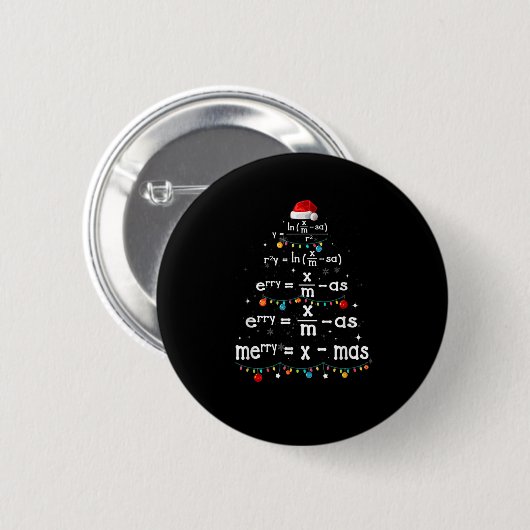 Mathematiker zu Weihnachten Mathe Merry Xmas Tree Button (Vorne & Hinten)