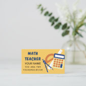 Mathematiker Zuhause Tutor Ruler Calculator Orange Visitenkarte (Stehend Vorderseite)