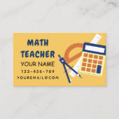 Mathematiker Zuhause Tutor Ruler Calculator Orange Visitenkarte (Vorderseite)