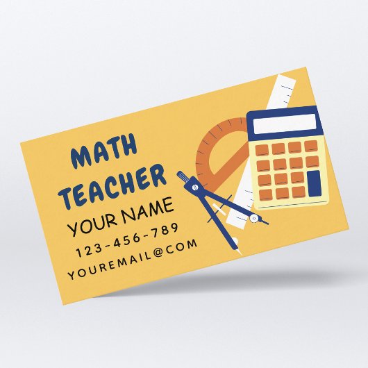 Mathematiker Zuhause Tutor Ruler Calculator Orange Visitenkarte