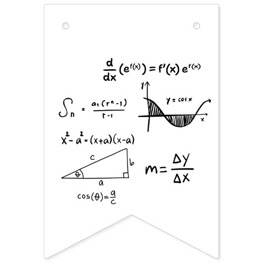 Mathematikklasse | Minimalistische Schwarz-Weiß-De Wimpelkette (Dritte Fahne)