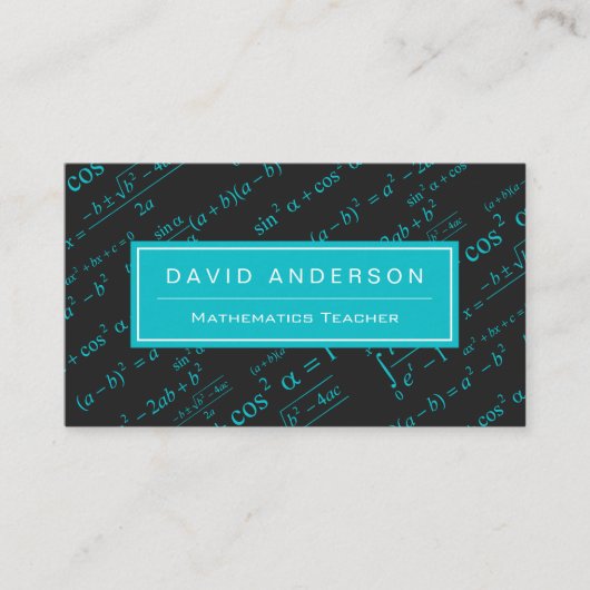 Mathematiklehrer Gleichung Aquamarin Blue Visitenkarte (Vorderseite)