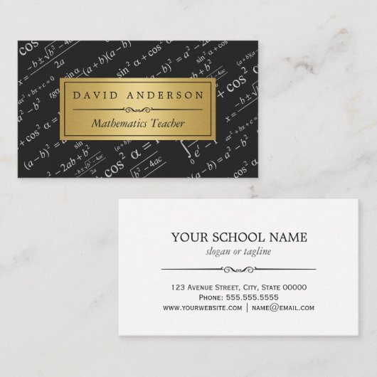 Mathematiklehrer mit stilvollen Formeln Visitenkarte (Vorne/Hinten)