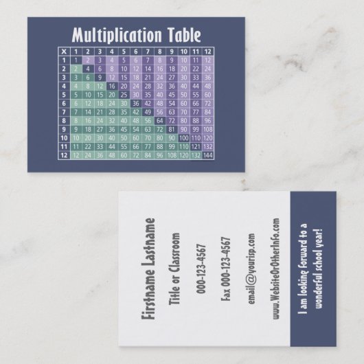 Mathematiklehrer zurück zur Kontaktinformationen d Visitenkarte (Vorne/Hinten)