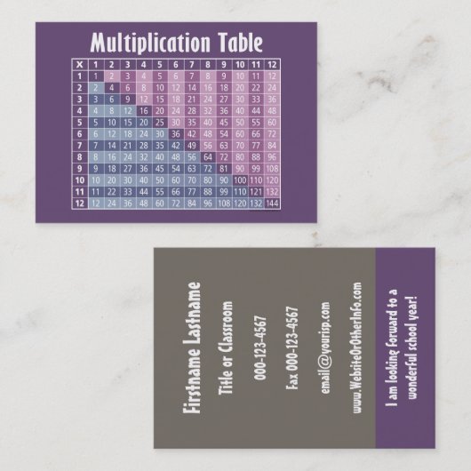 Mathematiklehrer zurück zur Kontaktinformationen d Visitenkarte (Vorne/Hinten)