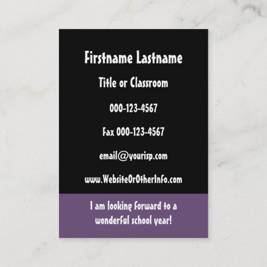 Mathematiklehrer zurück zur Kontaktinformationen d Visitenkarte (Rückseite)