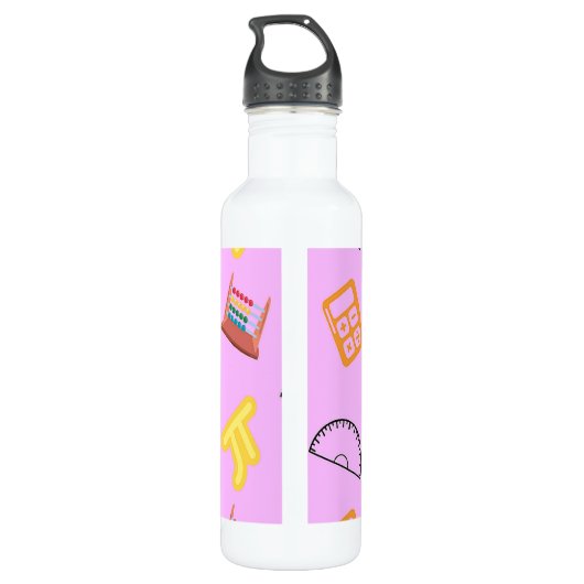 Mathematikmuster auf Rosa Edelstahlflasche (Rückseite)